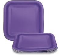 Unique 47036 Square Paper Plates-18 cm-Neon Purple-Pack of 16