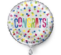 Unique 53851 Foil Congratulations Balloon-45 cm-Colourful Congrats Design, Multicolour, 45cm