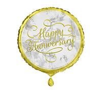 Unique 53885 Foil Balloon-45 cm-Gold Happy Anniversary Design, Multicolor, 45cm