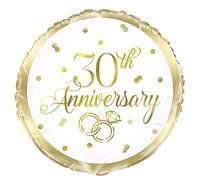Unique 54006 Party 54006-18" Foil Gold 30th Anniversary Balloon