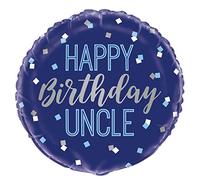 Unique 54041 Party 54041-18" Foil Happy Birthday Uncle Balloon, Multi