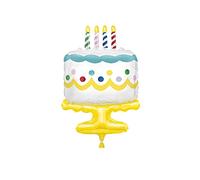 Unique 54985 Giant Birthday Cake Shaped Foil Balloon Balloon-64 cm, Multicolour
