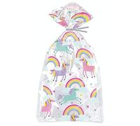 Unique 63394 - Cellophane Party Bags - Rainbow & Unicorn Design - Pack of 20