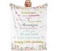 Unique 70th Birthday Gifts for Mom Birthday, Happy 70th Birthday Blanket for Women, 130x150cm 70 Year Old Birthday Blanket for Wife, Beat Bday Gifts Ideas for 70th Grandma Female Friends Present