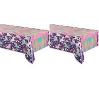 Unique 72493 Stars and Unicorn Rectangular Plastic Table Cover | 1 Pc, Purple, 7 x 4.5 ft (Pack of 2)