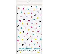 Unique 73143 Rectangular Plastic Table Cover | Triangle Confetti Theme, Geometric, Nylon/A, 36.8 x 19.7 x 2.5cm