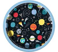 Unique 73264EU Eco-Friendly Paper Plates-18 cm-Outer Space Party-8 Count (Pack of 1), Multicolour