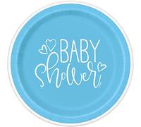 Unique 73385EU - Eco-Friendly Paper Plates - 23 cm - Blue Hearts Baby Shower - 8 Count (Pack of 1)