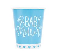 Unique 73386EU - Paper Cups - 266 ml - Blue Hearts Baby Shower - 8 Count (Pack of 1)