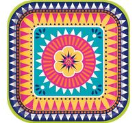 Unique 73445EU Eco-Friendly Square Paper Plates-23 cm-Boho Fiesta Party-8 Count (Pack of 1), Multicolour