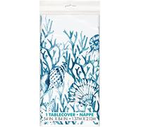 Unique 73773 Rectangular Plastic Table Cover | Blue Reef Design and Theme | 54"x84", Nature