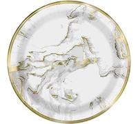 Unique 73905 Classic 9" Dinner Plates | Gold Foil Marble Design, Multicolour