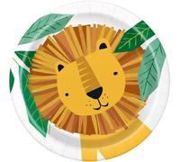 Unique 73924EU Eco-Friendly Paper Plates-18 cm-Animal Safari Party-8 Count (Pack of 1), Multicolour