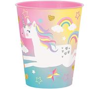 Unique 75817 Reusable Plastic Cups-295 ml-Unicorn Party-4 Count (Pack of 1), Multicolour