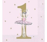 Unique 75952 Pink Ballerina 1st Birthday Luncheon Napkins 16 Pcs