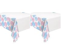 Unique 76083 Gender Reveal Plastic Table Cover, 54" x 84" | Multicolor | 1 Pc, Print, Pink & Blue (Pack of 2)