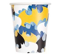 Unique 77516EU Paper Cups-266 ml- Batman Party-8 Count (Pack of 1), Multicolour
