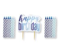 Unique 80047 Candle Set-Happy Glitz Blue Birthday Party-13 Count (Pack of 1), Multicolour
