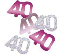 Unique 80574 Foil 40th Confetti-14 g-Glitz Pink Birthday Party-1 Count (Pack of 1)