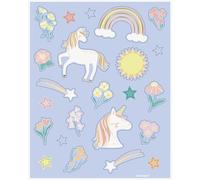 Unique 80758 Sticker Sheets-Dainty Unicorn Party-4 Count (Pack of 1)
