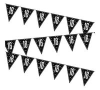 Unique 81949 - Happy 16th Birthday Bunting - 2.74 m - Glitz Black Birthday Party - 1 Count (Pack of 1)