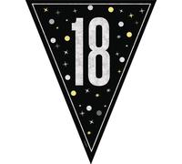 Unique 81950 Happy 18th Bunting-2.74 m-Glitz Black Birthday Party-1 Count (Pack of 1)