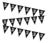 Unique 81952 - Happy 30th Birthday Bunting - 2.74 m - Glitz Black Birthday Party - 1 Count (Pack of 1)