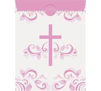 Unique 82020 Paper Treat Bags-Pink Holy Cross Religious Party-8 Count (Pack of 1)