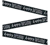 Unique 82257 Foil Happy Banner-2.74 m Birthday Party-1 Count (Pack of 1), Black Glitz