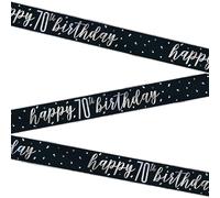 Unique 82266 Foil Happy 70th Banner-2.74 m Birthday Party-1 Count (Pack of 1), Black Glitz