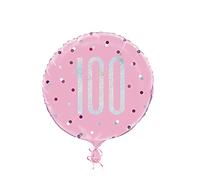 Unique 83352 Black Prismatic 100th Birthday Round Foil Balloon, 18" 1 Pc, Age 100