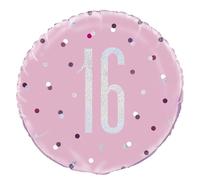 Unique 83368 Pink Packaged Round Mylar Balloon-18 Silver | 1 Pc, Age 16
