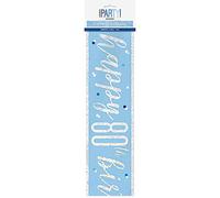 Unique 83485 Blue Prismatic 80th Birthday Foil Banner, 108" 1 Pc, Age 80