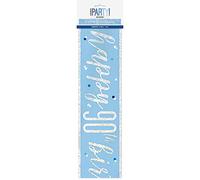 Unique 83486 Blue Prismatic 90th Birthday Foil Banner, 108" 1 Pc, Age 90