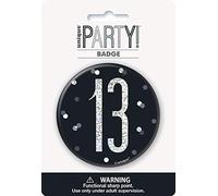 Unique 83504 Black Round Prismatic 13th Birthday Badge 1 Pc, Age 13