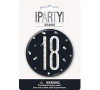 Unique 83506 Black Round Prismatic 18th Birthday Badge 1 Pc, Age 18