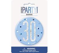 Unique 83520 Blue Round Prismatic 30th Birthday Badge 1 Pc, Age 30