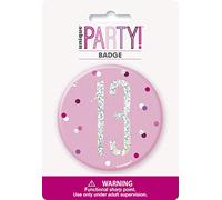 Unique 83528 Pink Number Birthday Badge | Glittery 1 Pc, Age 13
