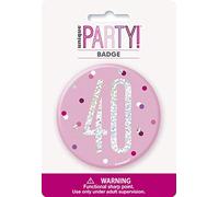 Unique 83533 Pink Number Birthday Badge Silver | 1 Pc, Age 40