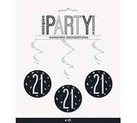 Unique 83784 Black Prismatic 21st Birthday Hanging Decorations,32" 6 Pcs, Age 21