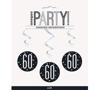 Unique 83788 Black Prismatic 60th Birthday Hanging Decorations,32" 6 Pcs, Age 60