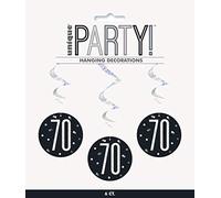 Unique 83789 Black Prismatic 70th Birthday Hanging Decorations,32" 6 Pcs, Age 70
