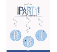 Unique 83796 Blue Prismatic 18th Birthday Hanging Decorations,32" 6 Pcs, Age 18