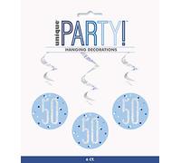 Unique 83800 Blue Prismatic 50th Birthday Hanging Decorations,32" 6 Pcs, Age 50