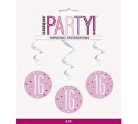 Unique 83808 Pink Hanging Swirl Decorations-32 Silver | 6 Pcs, Age 16