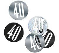 Unique 83827 Black Prismatic 40th Birthday Confetti, 5 oz 1 Pack, Age 40