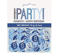 Unique 83835 Blue Prismatic 13th Birthday Confetti, 5 oz 1 Pack, Age 13