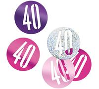 Unique 83853 Pink Number Cutout Confetti-5 oz 1 Pack, Age 40