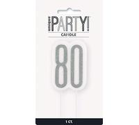 Unique 83872 Black Glittery 80th Birthday Pick Candle 1 Pc, Age 80