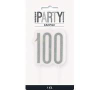 Unique 83874 Black Glittery 100th Birthday Pick Candle 1 Pc, Age 100